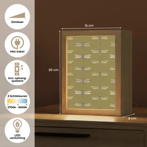 Libellen - Patroon - Groen Light Box met kabel (Tafellamp) klein 925 -USP_NL