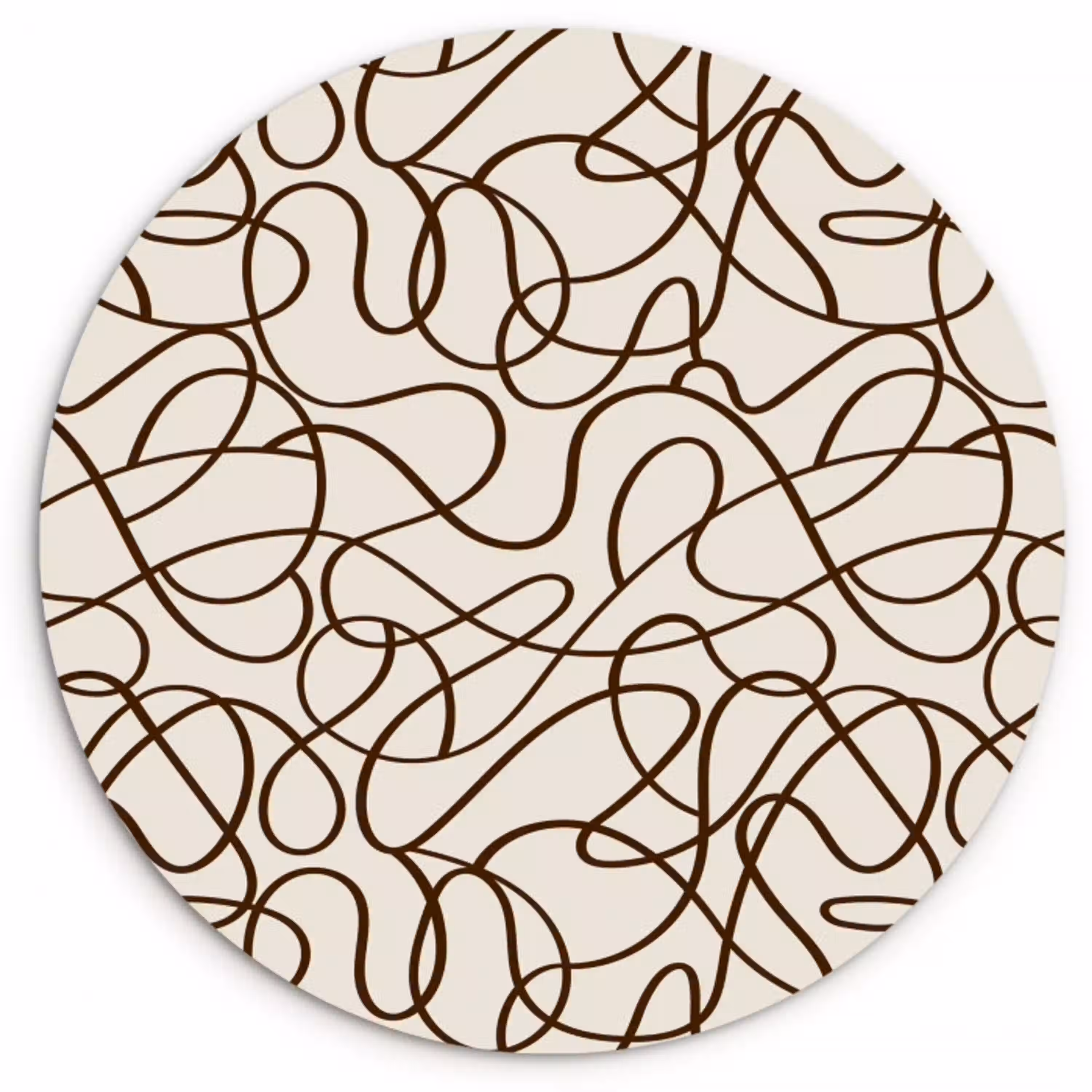 Beige - Lijnen - Donkerbruin Wandcirkel plexiglas klein 852 -3d