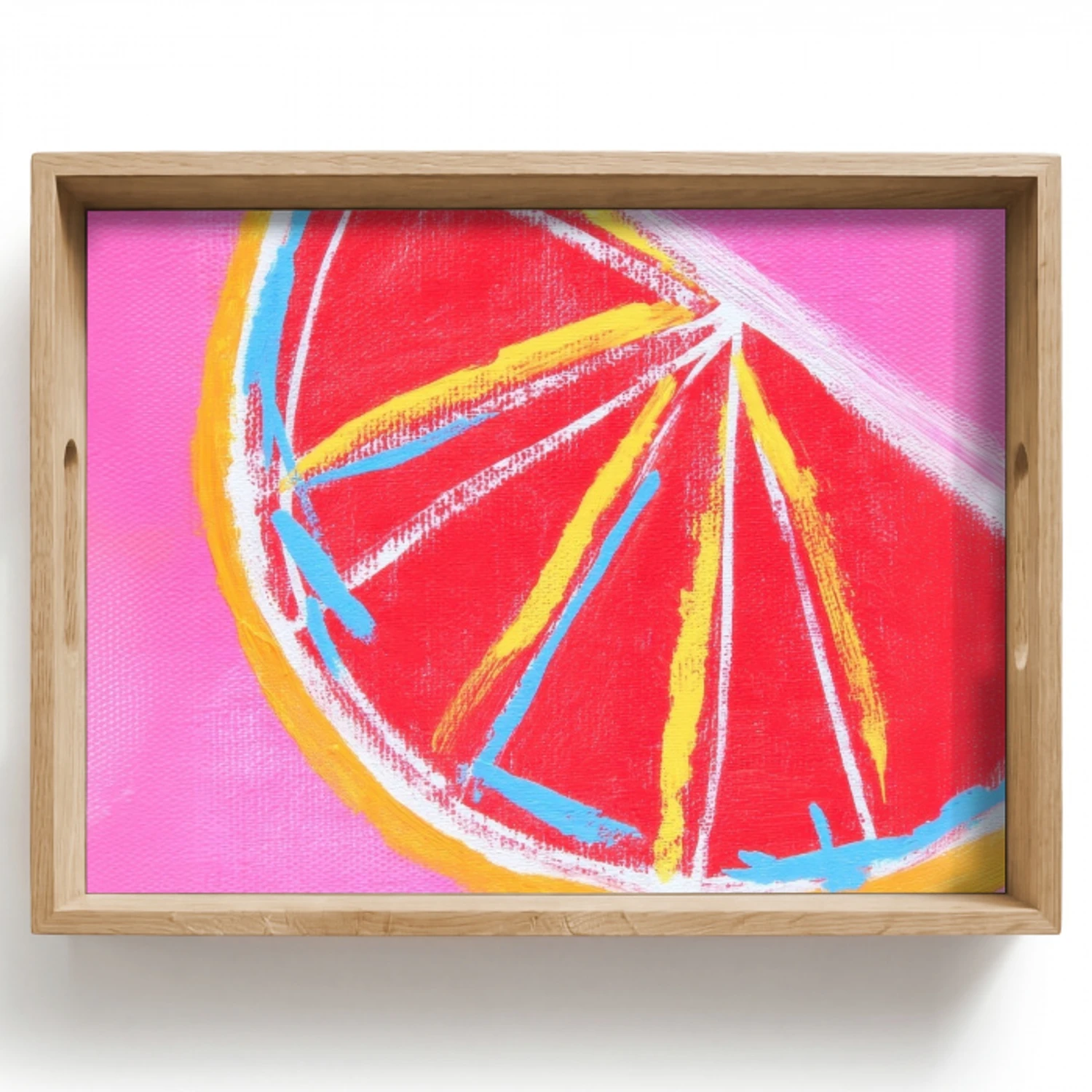 Grapefruit - Geschilderd - Roze - Strepen Dienblad Rechthoek middel -z3d_shopping