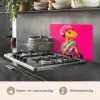 Hagedis - Bloemen - Roze - Kimono keuken achterwand spatscherm klein -usp_NL