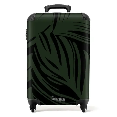 Grote bladeren in zwart met donkergroen NBS - Handbagage koffer - Kinderen Unisex middel -productfoto_recht