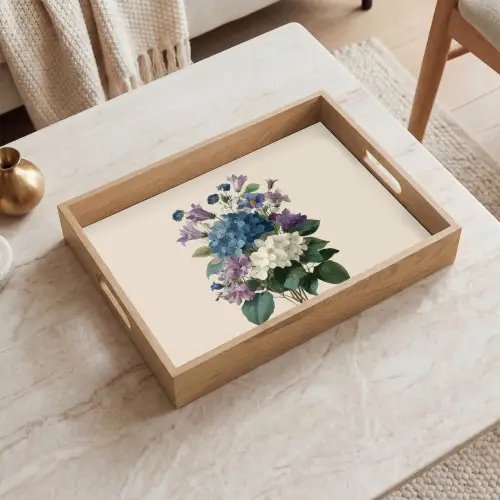 Bloemen - Gedetailleerd - Rust - Realistisch Dienblad Rechthoek middel -sfeer1