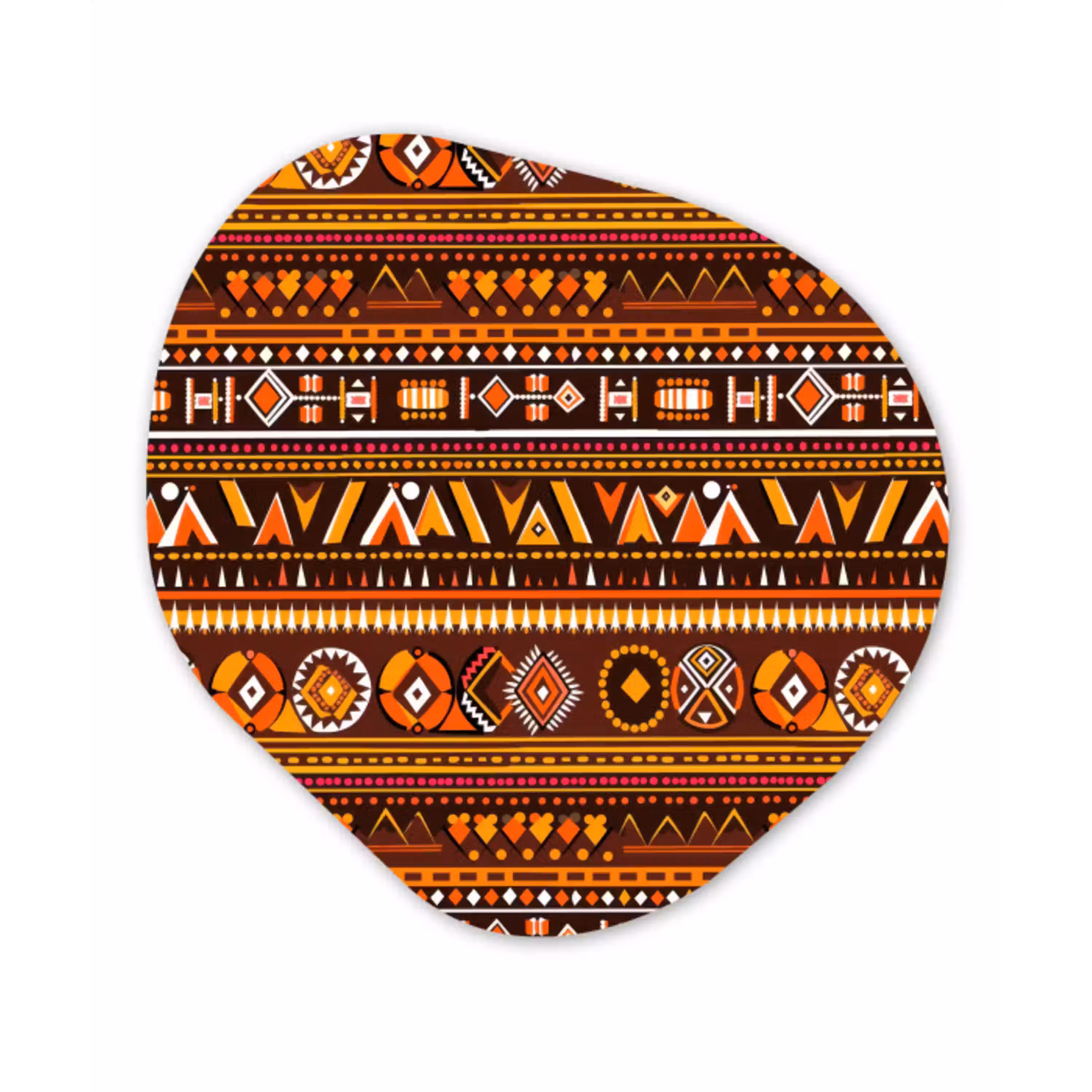 Oranje - Etnisch - Tribaal - Geometrisch - Patroon Wandcirkel Organisch Forex 3mm klein 629 -3d