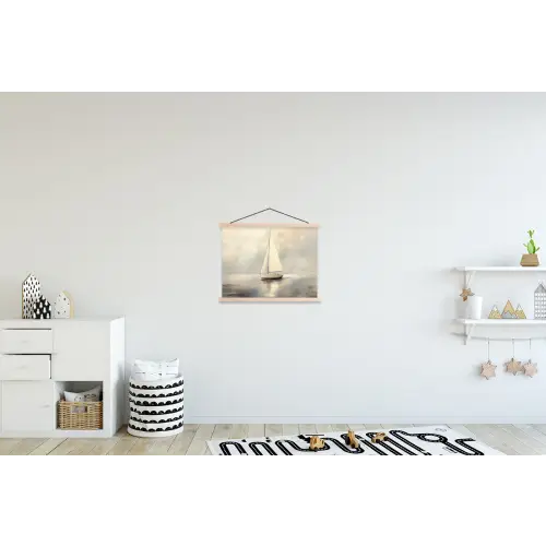Zeilschip - Zee - Bewolkt textielposter latten blank klein -kinderkamer