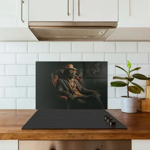 Kat - Pak - Oranje - Sigaar keuken achterwand spatscherm klein -sfeer2