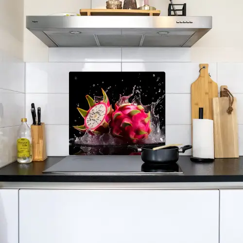 Drakenfruit - Zwart - Water - Vrucht - Fruit Inductie beschemer met haakjes middel -sfeer2