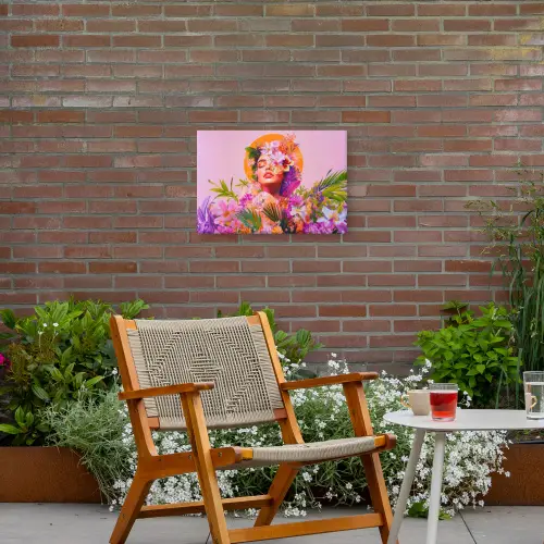 Vrouw - Abstract - Cirkel - Bloemen Tuinposter op houten frame 2 cm dik klein -sfeer3