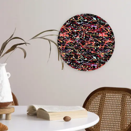 Spat - Abstract - Waterverf - Zacht Wandcirkel kunststof plaat 5mm dik klein 188 -sfeer4