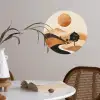 Zon - Heuvels - Boom - Abstract Wandcirkel behangsticker klein -sfeer3