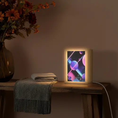 Bollen - Neon - Lijnen - Roze Light Box met kabel (Tafellamp) klein -sfeer4