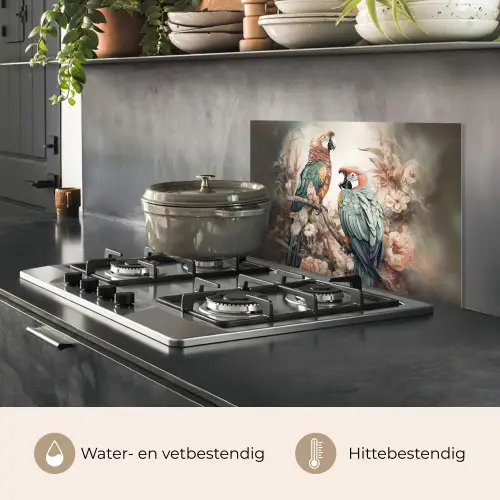 Papegaaien - Vogels - Natuur - Bloemen keuken achterwand spatscherm klein -usp_NL