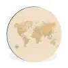 Wereldkaart - Realistisch - Beige Wandcirkel aluminium klein -3d