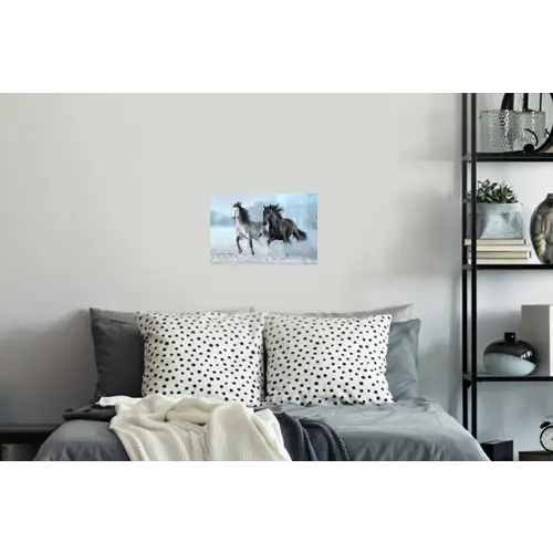 Paarden - Winter - Dieren - Natuur - Sneeuw Muursticker klein -slaapkamer