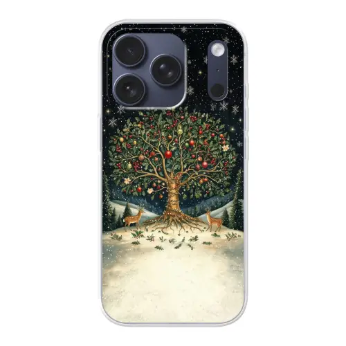Feestboom - Winterhemel - Kleurrijk Telefoonhoesje iPhone 17 Pro klein -3d