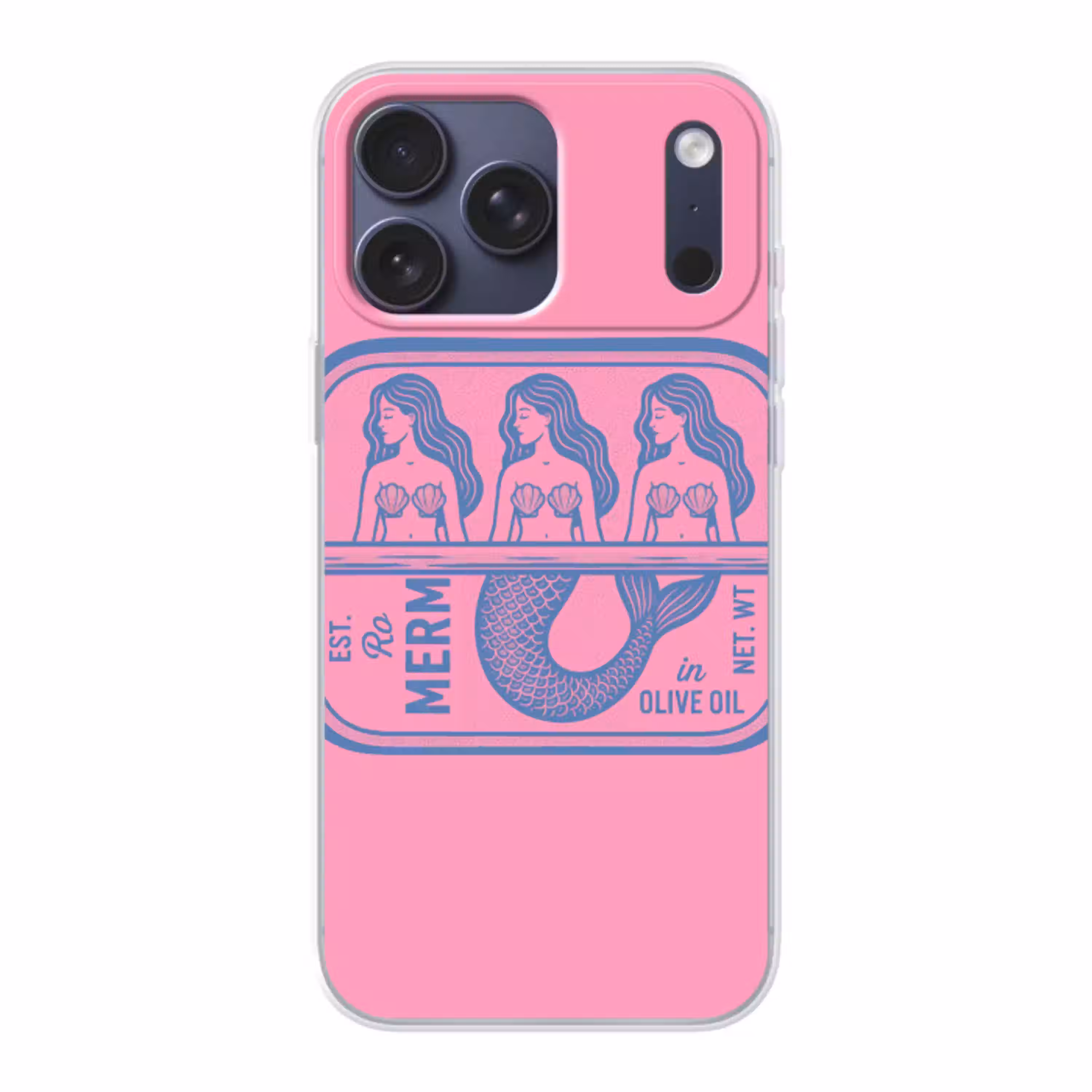 Meermin - Sardineblik - Illustratie - Roze - Retro Telefoonhoesje iPhone 17 Pro Max klein -3d