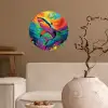 Haai - Koraalrif - Abstract - Kleurrijk Wandcirkel behangsticker klein -sfeer1