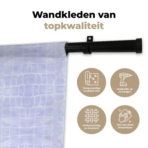 Krokodil - Leer - Pastel - Blauw Wandkleed katoen klein 269 -sfeer2