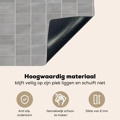 Mat - Wand - Tegels - Grijs Inductie beschemer met haakjes klein 777 -ky-onderkant-nl