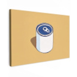 Blikje - Minimalistisch - Blauw - Illustratie Tuinposter op houten frame 2 cm dik klein -3d