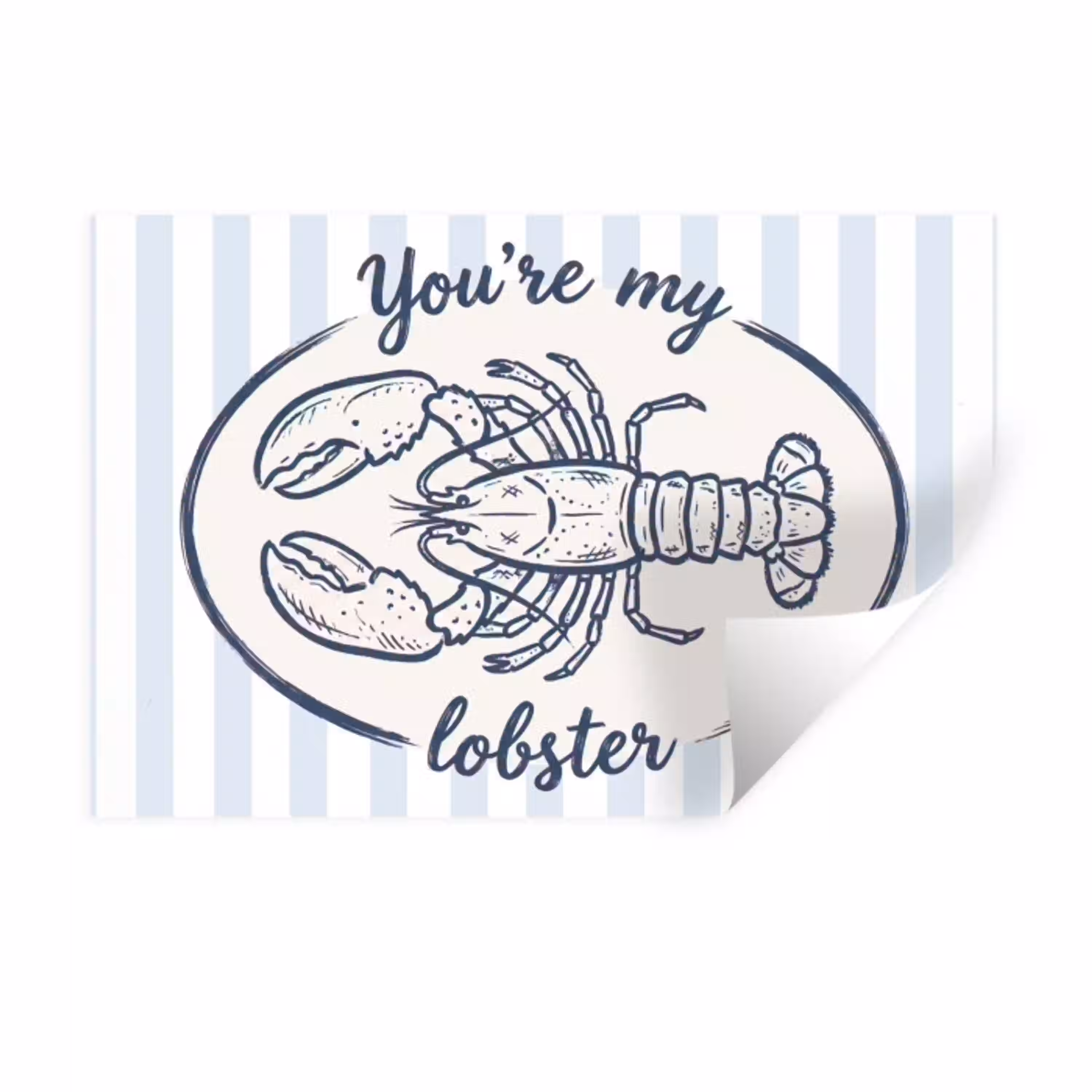 Kreeft - Illustratie - Liefde - Blauw - Decoratie Muursticker klein -3d