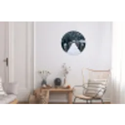 Steiger - Meer - Sneeuw - Bergen - Rustgevend Wandcirkel aluminium klein -woonkamer