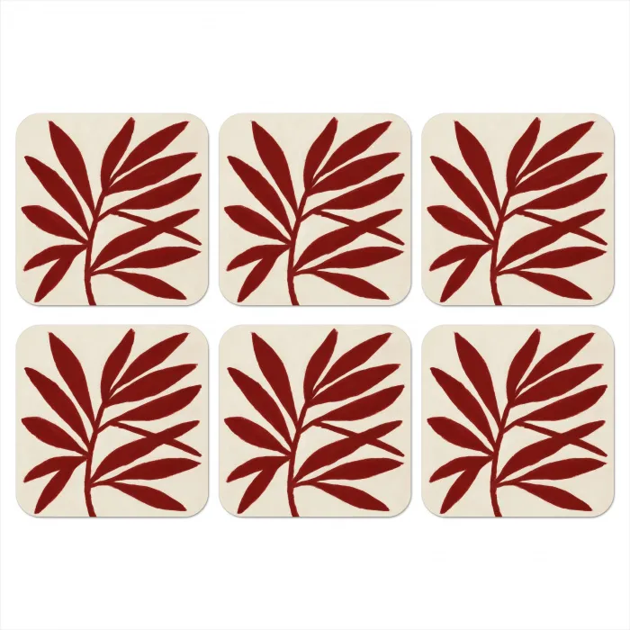 Tak - Bladeren - Rood onderzetter kurk middel -3d