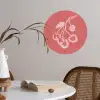 Lijnillustratie - Kersen - Tak - Wit Wandcirkel behangsticker klein -sfeer3