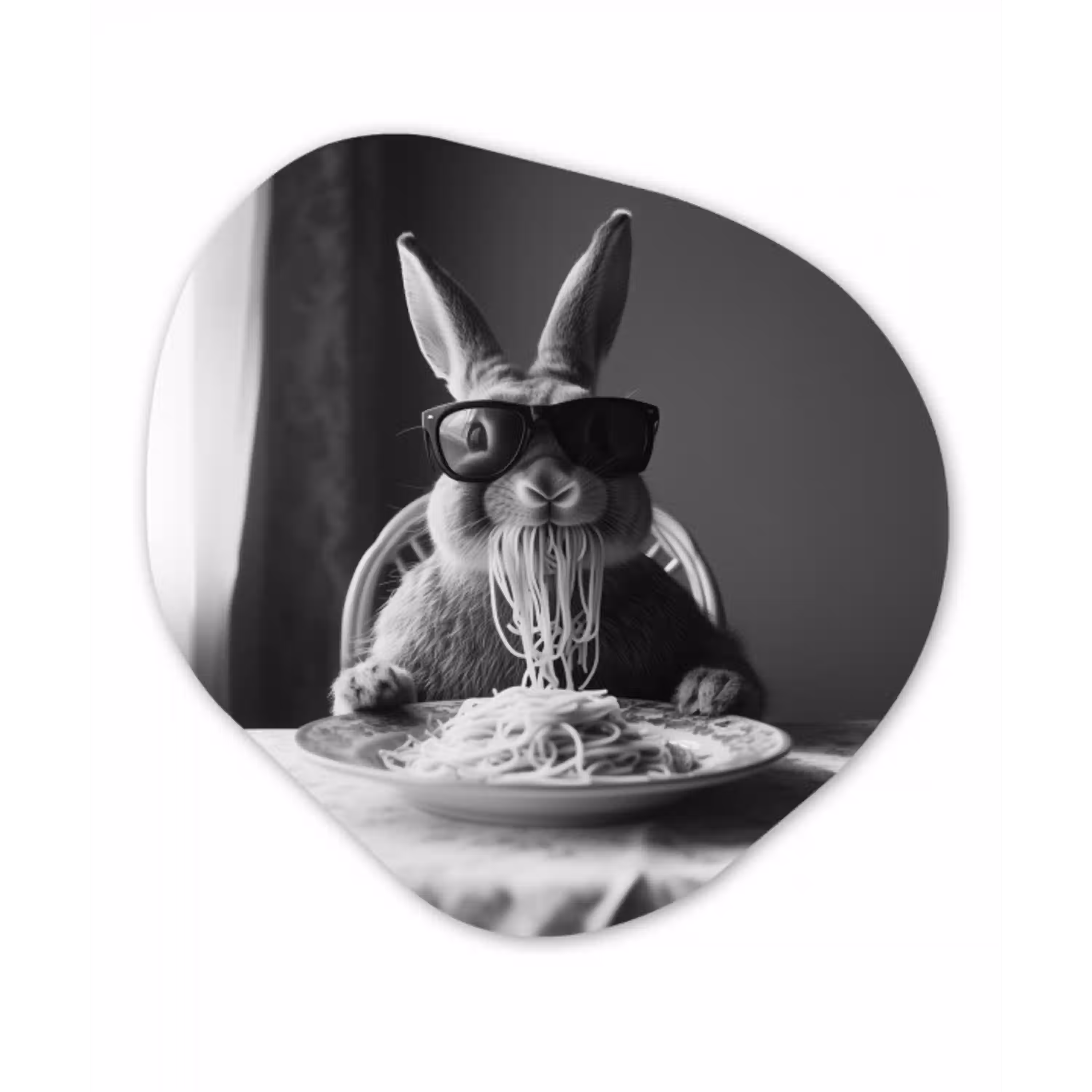 Konijn - Bunny - Zonnebril - Tafelkleed - Pasta - Schattig Wandcirkel Organisch Plexiglas middel -3d