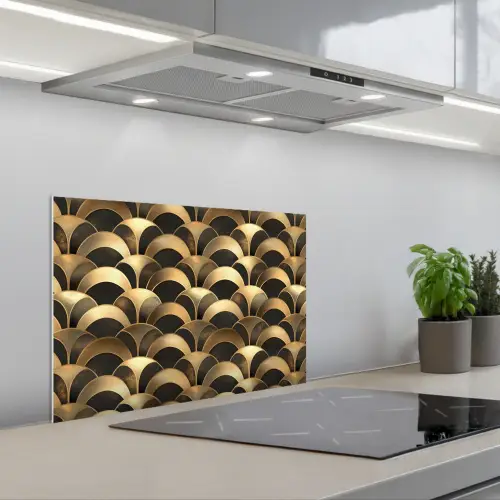 Schubben - Structuur - Goud keuken achterwand spatscherm klein 900 -3d_schuin