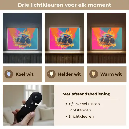 Monstertruck - Abstract - Verfspatten - Kleurrijk Light Box met batterij (Wandlamp kind) middel -USP_lichtkleurNL