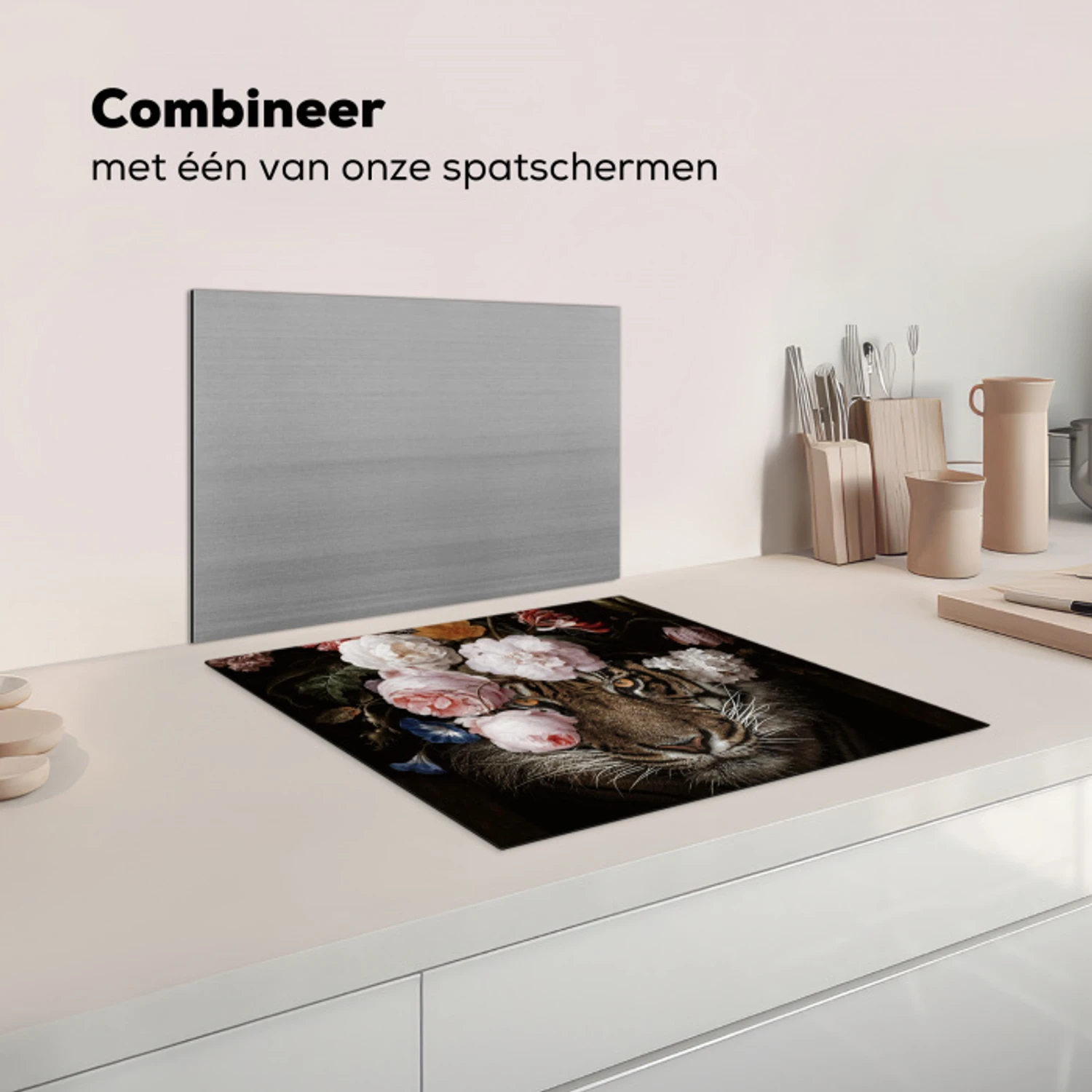 Bloemen - Jan Davidsz de Heem - Tijger - Schilderij - Stilleven - Oude meesters Inductie beschermer vinyl 3mm middel -wsfeer7_website