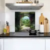 Doorkijk - Landschap - Bloemen - Pad - Uitzicht Inductie beschemer met haakjes middel -sfeer2