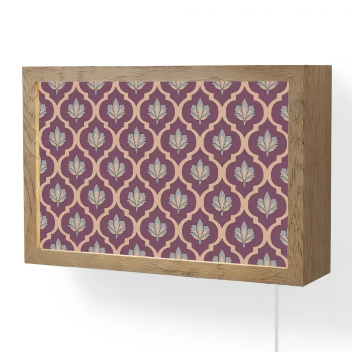 Patroon - Paars - Bloem Light Box met kabel (Wandlamp) klein -3d