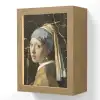 Meisje met de parel - Johannes Vermeer - Goud Light Box met kabel (Wandlamp) klein -3d