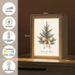 Kerstboom - Kerst - Merry Christmas - Beige Light Box met kabel (Tafellamp) klein -USP_DE