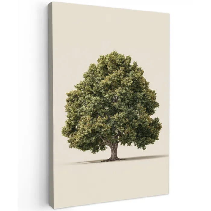 Eikenboom - Groen - Lichte achtergrond Tuinposter op houten frame 2 cm dik klein -3d