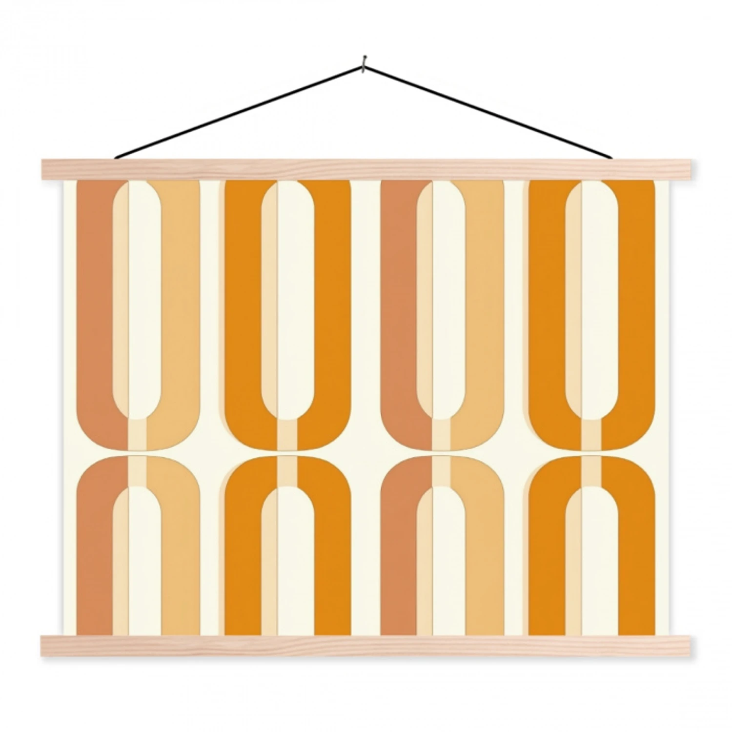 U-vorm - Retro - Oranje textielposter latten blank klein 122 -3d