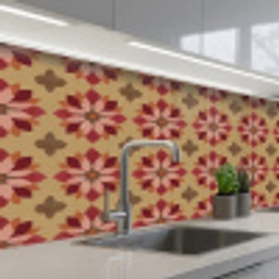 Bloemen - Retro - Groen keuken achterwand 2 middel 871 -3d_schuin