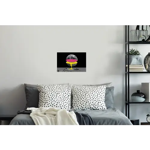 Maan - Geel - Roze - Zwart Muursticker klein -slaapkamer
