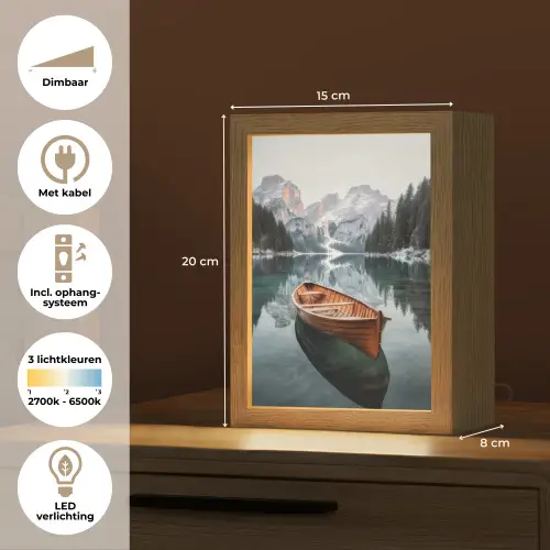 Boot - Bergen - Natuur - Water Light Box met kabel (Tafellamp) klein -USP_NL