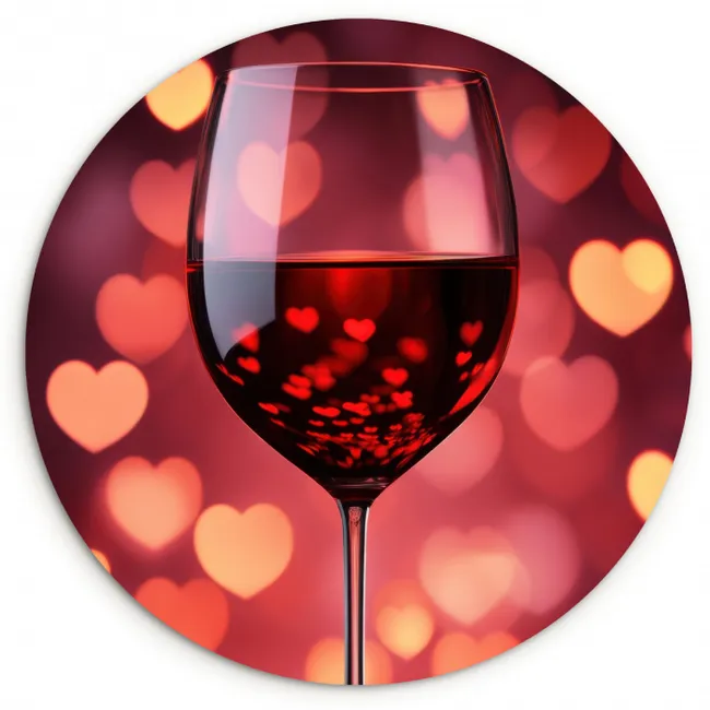 Rood - Wijn - Hartjes KitchenYeah - Keuken - Wandcirkel Forex klein -3d