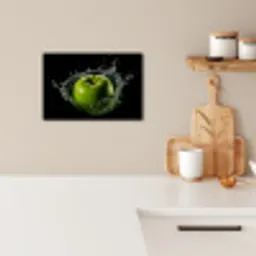 Appel - Groen - Fruit - Water - Zwart KitchenYeah - Keuken - Canvas klein -sfeer1