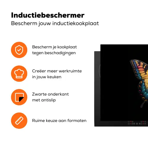 Vlinder - Kleurrijk - Speels Inductie beschermer vinyl 3mm klein -zzzzzzz-td-ups