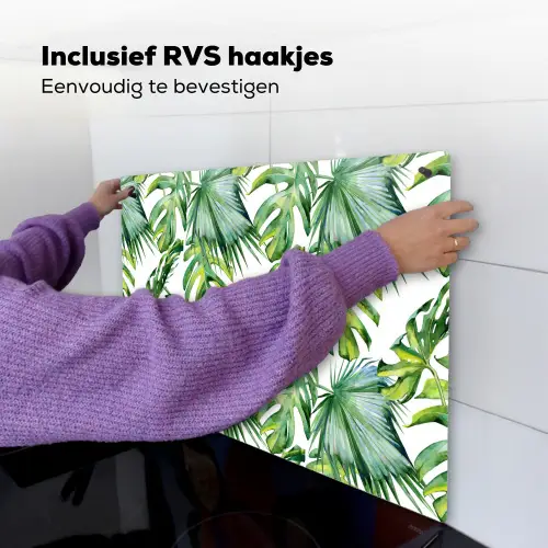 Bladeren - Monstera - Jungle - Tropical Inductie beschemer met haakjes klein -ky-ophangen-nl