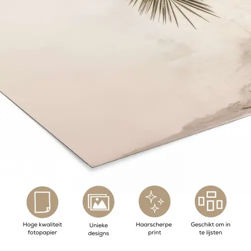 Palmboom - Schaduw - Trap - Beige poster papier klein -closeup_NL