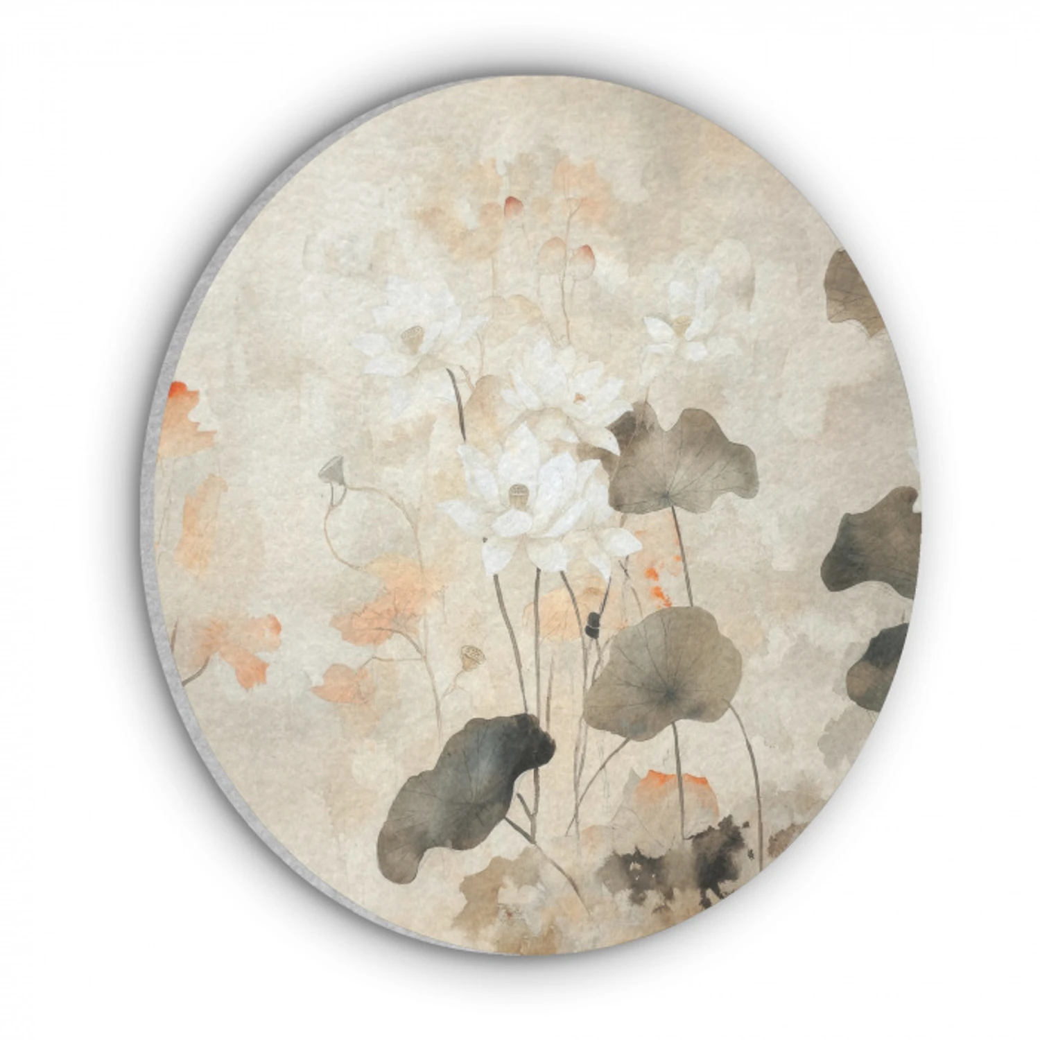 Bloemen - Japandi - Wabi sabi Akoestische PET Vilt - Rond klein -3d