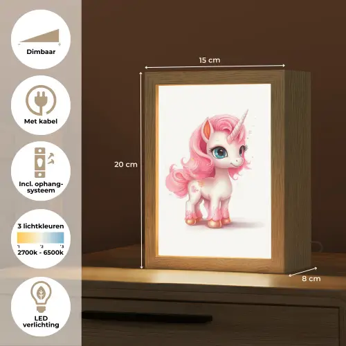 Unicorn - Meisjes - Kinderen - Eenhoorn - Roze Light Box met kabel klein -USP_NL