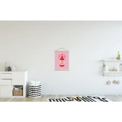 Pittig - Rood - Saus - Grafisch textielposter latten blank klein -kinderkamer