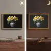 Geel - Tulpen - Vaas - Bloemen Light Box met batterij (Wandlamp) middel -sfeer3