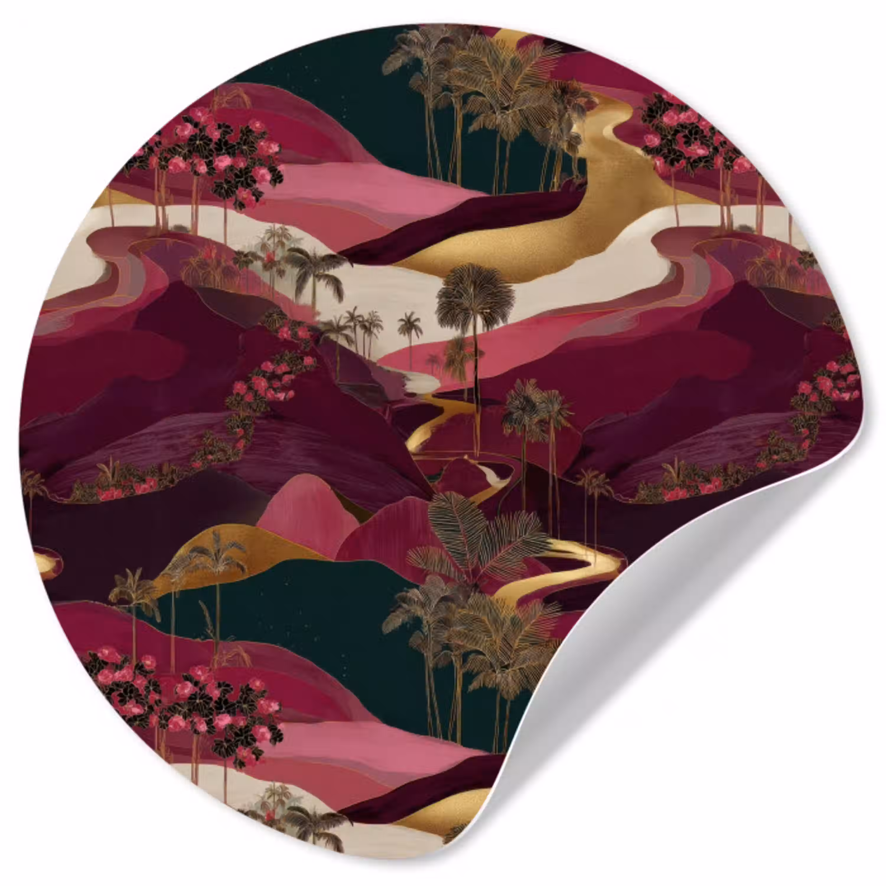 Magisch - Palmbomen - Goud Wandcirkel behangsticker klein 186 -3d